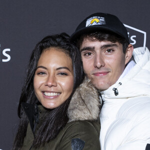Exclusif - Vaimalama Chaves (Miss France 2019) et son compagnon Nicolas Fleury - Nobis fête ses 15 ans en inaugurant sa nouvelle boutique dans le 2ème arrondissement de Paris, France, le 25 novembre 2021. © Pierre Perusseau/Bestimage