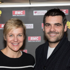 Céline Géraud et Matthieu Lartot à la soirée des 10 ans du "Super Moscato Show" sur la péniche Jean Bruel à Paris, le 16 novembre 2017. © Cyril Moreau/Bestimage
