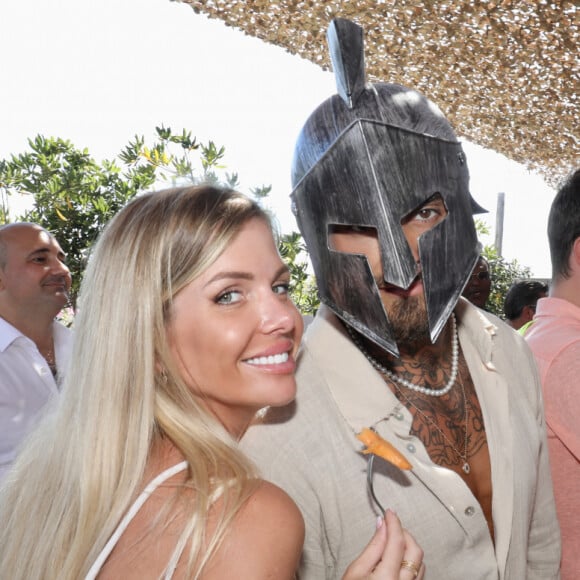 Exclusif - Stéphane Gurov, Thibault Garcia et sa compagne Jessica Thivenin (Les Marseillais) - Hublot fête l'arrivée de la nouvelle Big Bang Unico à la boutique de Saint-Tropez au restaurant Verde Beach à Ramatuelle, Côte d'Azur, France, le 12 juillet 2022. © Luc Boutria/Nice Matin/Bestimage 