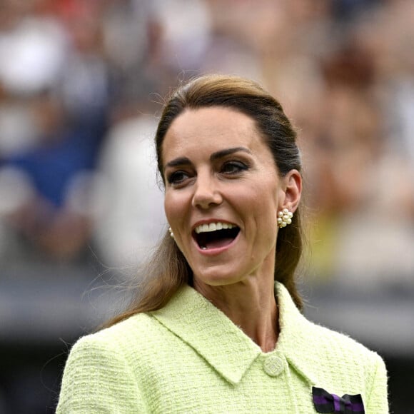 Catherine (Kate) Middleton, princesse de Galles, lors de la finale femme du tournoi de Wimbledon 2023 à Londres, le 15 juillet 2023. 