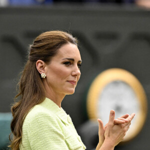Catherine (Kate) Middleton, princesse de Galles, lors de la finale femme du tournoi de Wimbledon 2023 à Londres, le 15 juillet 2023. 