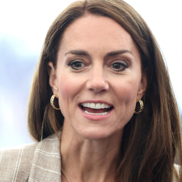 Le prince William, prince de Galles, et Catherine (Kate) Middleton, princesse de Galles, avec leurs enfants le prince George de Galles, et la princesse Charlotte de Galles, lors d'une visite au Royal International Air Tattoo (RIAT) à RAF Fairford, le 14 juillet 2023. 
