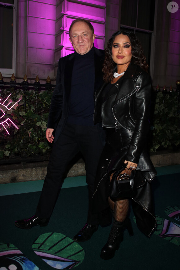 Salma Hayek et son mari François-Henri Pinault - Arrivées à l'after party des Brit Awards 2023 à l'hôtel Nomad à Londres le 11 février 2023.  11 February 2023. Brits Afterparty at the Nomad hotel 