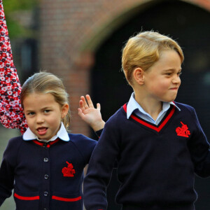 Le prince William, duc de Cambridge, et Catherine (Kate) Middleton, duchesse de Cambridge, accompagnent le prince George et la princesse Charlotte pour leur rentrée scolaire à l'école Thomas's Battersea à Londres, Royaume Uni, le 5 septembre 2019. 