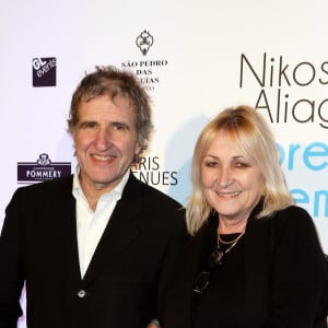 Gérard Leclerc et sa femme Julie - Vernissage de l'exposition "L'épreuve du Temps" de Nikos Aliagas au Palais Brongniart à Paris, le 16 janvier 2017. © Dominique Jacovides/Bestimage