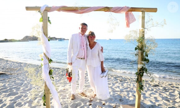 Exclusif - Soirée du mariage de Christine Bravo et Stéphane Bachot sur la plage du restaurant Marinella à l'Ile Rousse en Corse le 11 Juin 2022 © Dominique Jacovides / Bestimage