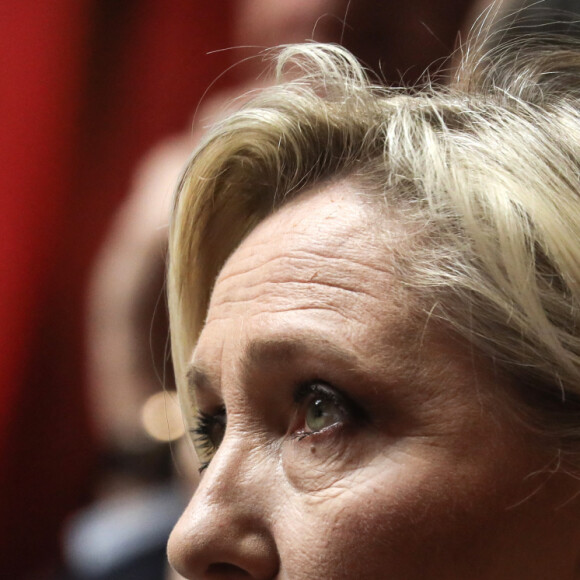 Marine Le Pen, présidente du groupe Rassemblement National à l'Assemblée nationale - Séance de questions au gouvernement à l'assemblée nationale, Paris, le 4 juillet 2023 © Stéphane Lemouton / Bestimage