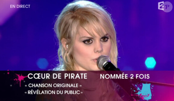 Du haut de ses 20 ans, Coeur de Pirate est nominée deux fois aux Victoires de la Musique.
