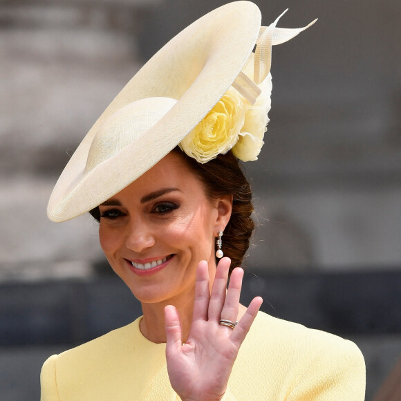 Catherine (Kate) Middleton, duchesse de Cambridge - Les membres de la famille royale et les invités lors de la messe célébrée à la cathédrale Saint-Paul de Londres, dans le cadre du jubilé de platine (70 ans de règne) de la reine Elisabeth II d'Angleterre. Londres, le 3 juin 2022. 
