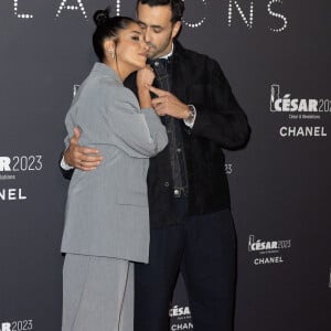 Leïla Bekhti et Jonathan Cohen - Photocall de la soirée des révélations des Cesar 2023 au Trianon à Paris le 16 janvier 2023.