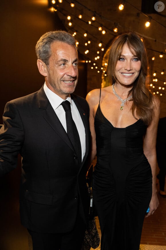 Carla Bruni et son mari Nicolas Sarkozy - Personnalités à la soirée "Women In Motion" par Kering au Château de la Castre lors du 75ème Festival International du Film de Cannes. Le 22 mai 2022 © Olivier Borde / Bestimage 