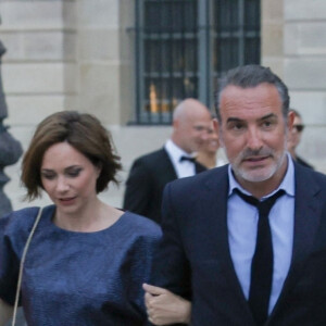 Exclusif - Jean Dujardin et sa femme Nathalie Péchalat arrivent à la cérémonie " 2023 Laureus World Sports Awards" à Paris le 8 mai 2023. 