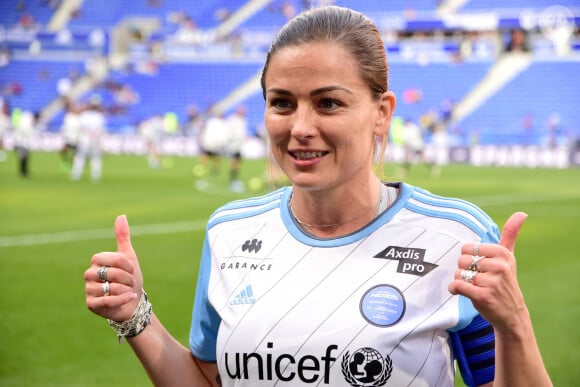 Laure Boulleau lors du match de football caritatif entre l'OL Légendes et la team Unicef au Groupama Stadium à Lyon en faveur des enfants d'Ukraine et pour célébrer les 20 ans du premier titre de Champion de France de l Olympique Lyonnais le 10 mai 2022. © Romain Doucelin / Bestimage 