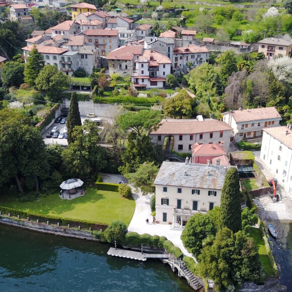 Vue aérienne de la Villa d'Oleandra, appartenant à l'acteur américain George Clooney à Laglio sur le Lac de Côme, Italie, le 2 avril 2017. 