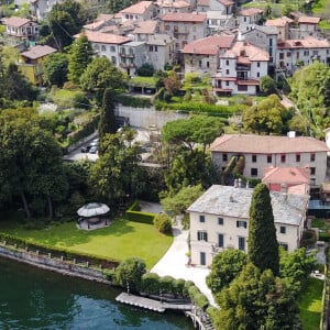 Vue aérienne de la Villa d'Oleandra, appartenant à l'acteur américain George Clooney à Laglio sur le Lac de Côme, Italie, le 2 avril 2017. 