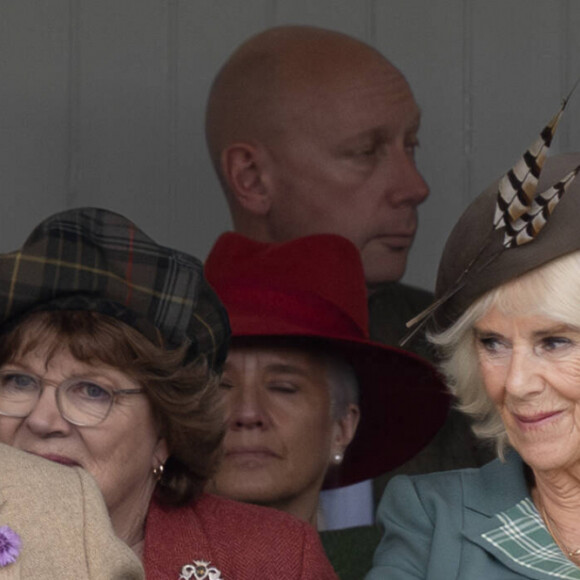 Le Roi Charles III d'Angleterre, la Reine Camilla et la Princesse Anne assistent aux "Braemar Gathering highland games" à Braemar au Royaume Uni. 