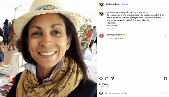 Capture d'écran de la page Instagram de Justine Jotham qui vient d'avouer avoir tué son mari Patrice Charlemagne