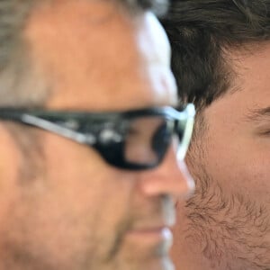 Fabien Galthié ( entraineur France ) - Antoine Dupont ( 9 - France ) - Conférence de presse de l'équipe de France de Rugby à Paris le 6 septembre 2023. © Federico Pestellini / Panoramic / Bestimage 