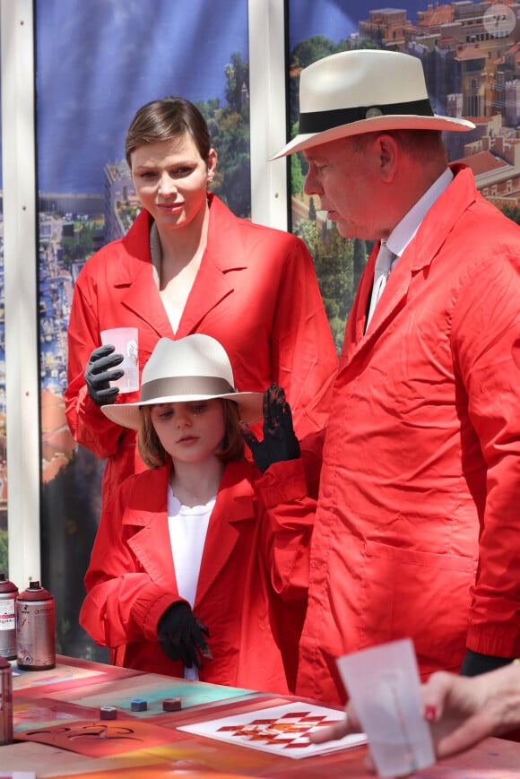 La princesse Charlene de Monaco, La princesse Gabriella de Monaco, comtesse de Carladès, le prince Albert II - "Le rocher en fête" la principauté de Monaco fête le centenaire du prince Rainier III à Monaco, le 31 mai 2023.