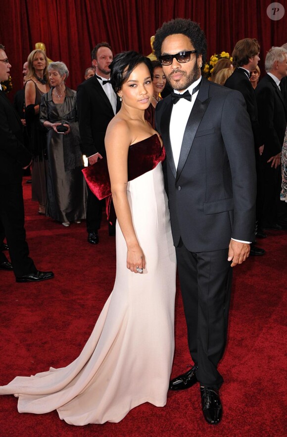 Lenny Kravitz et sa fille Zoe, à l'occasion du tapis rouge de la 82e cérémonie des Oscars, au Kodak Theatre de Los Angeles, le 7 mars 2010.