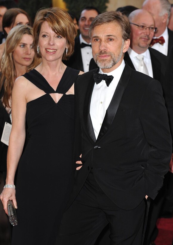 Christoph Waltz et son épouse, à l'occasion du tapis rouge de la 82e cérémonie des Oscars, au Kodak Theatre de Los Angeles, le 7 mars 2010.