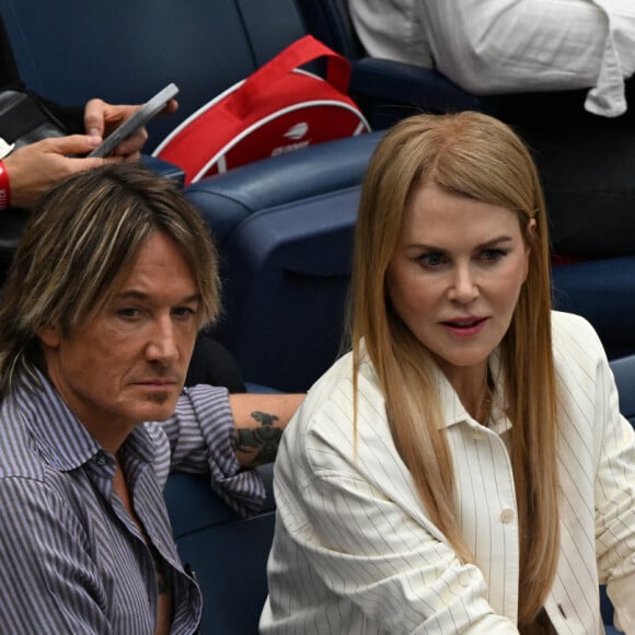 Keith Urban et sa femme Nicole Kidman - Finale masculine opposant Novak Djokovic à Daniil Medvedev lors de l'US Open au stade Arthur Ashe. New York, le 10 septembre 2023.