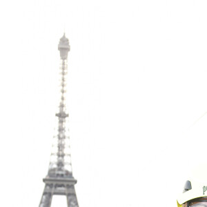 Alexandre Delpérier - Evénement "Smash Perrier" du deuxième étage de la Tour Eiffel au Champ-de-Mars à Paris le 8 juin 2017. Organisé en guise de clin d'oeil au tournoi de Roland-Garros qui se déroule à quelques hectomètres de là et auquel Perrier est associé depuis 39 ans, le Smash Perrier vous propose le smash le plus fou de tous les temps ! Une minute de pur frisson à 90km/h accroché à un câble de 800 mètres de long pour se glisser dans la peau d'une balle de tennis smashée du haut de la célèbre "dame de fer". © Christophe Aubert via Bestimage No web/No blog pour Belgique/Suisse 