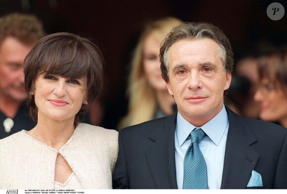 Michel Sardou et sa femme Anne-Marie Périer en 1999 lors de leur mariage