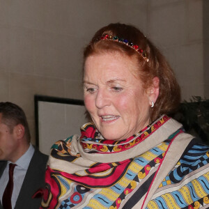Sarah Ferguson, duchesse d'York, à la sortie du restaurant "Scott's" à Londres, le 22 février 2023. 
