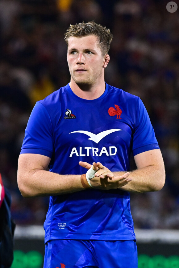 Une belle histoire d'amour, en espérant qu'Ethel puisse continuer à supporter son amoureux jusqu'à la finale 
 
Thibaud Flament - Test match international de rugby à XV avant la Coupe du monde entre la France et les Fidji au stade de la Beaujoire à Nantes, France, le 19 août 2023. la France a gagné 34-17. © Federico Pestellini/Panoramic/Bestimage