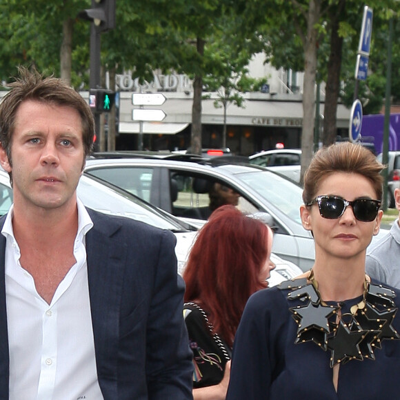 Le prince Emmanuel Philibert de Savoie et son epouse Clotilde Courau - People arrivant au defile Haute-Couture Automne-Hiver 2013/2014 "Armani Prive" au Palais de Chaillot a Paris, le 2 juillet 2013. 