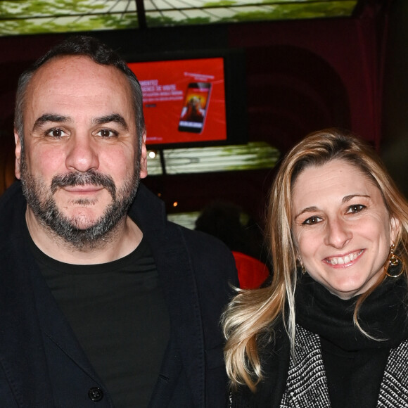 François-Xavier Demaison et sa femme Anaïs Tihay - Inauguration de la statue de cire de "Audrey Fleurot" au musée Grévin à Paris le 16 mars 2023. © Coadic Guirec/Bestimage 