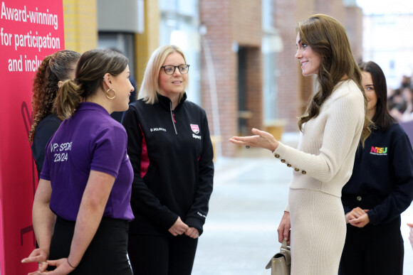 Catherine (Kate) Middleton, princesse de Galles, arrive à l'université de Nottingham dans le cadre de la Journée mondiale de la santé mentale (World Mental Health Day), le 11 octobre 2023 