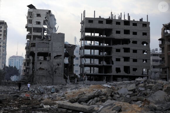 Effets des bombardements israéliens sur la ville de Gaza, en riposte à l'attaque du Hamas sur Israël. Octobre 2023. 