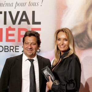 Laurent Gerra et sa femme Christelle Bardet - Cérémonie d'ouverture de la 15e édition du Festival du film Lumière à Lyon. Le 14 octobre 2023. © Pascal Fayolle / Bestimage