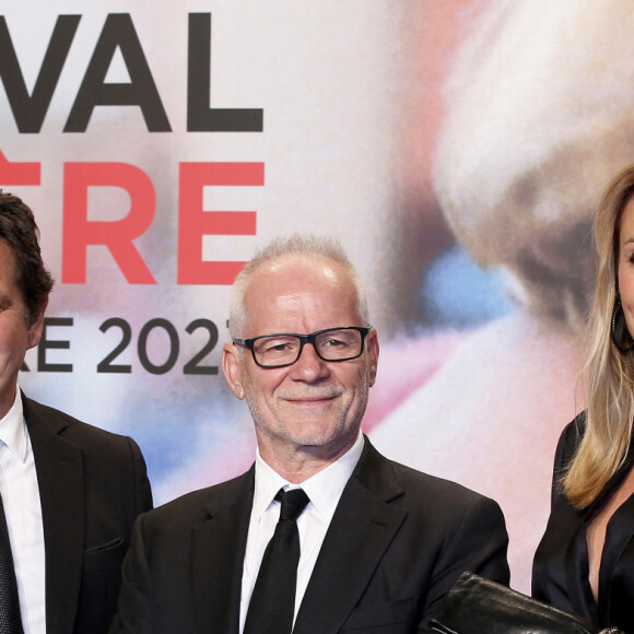 Laurent Gerra et sa femme Christelle Bardet et Thierry Frémaux - Cérémonie d'ouverture de la 15e édition du Festival du film Lumière à Lyon. Le 14 octobre 2023. © Pascal Fayolle / Bestimage