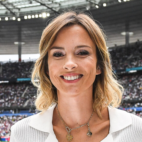 Rendez-vous avec la journaliste Isabelle Ithurburu lors du match de rugby de l'équipe de France face à l'Australie au Stade de France à Saint-Denis le 27 Août 2023.