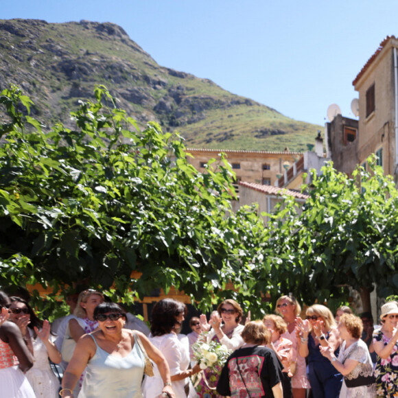 Exclusif - Mariage civil de Christine Bravo et Stéphane Bachot devant la mairie de Occhiatana en Corse le 11 Juin 2022 © Dominique Jacovides / Bestimage