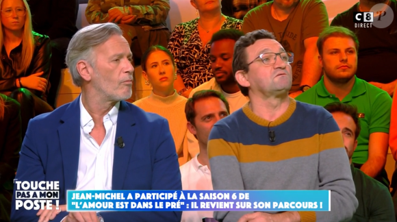 Jean-Michel, candidat de la sixième saison de "L'amour est dans le pré", tacle le programme sur le plateau de Cyril Hanouna dans "Touche pas à mon poste", le 31 octobre 2023 sur C8.