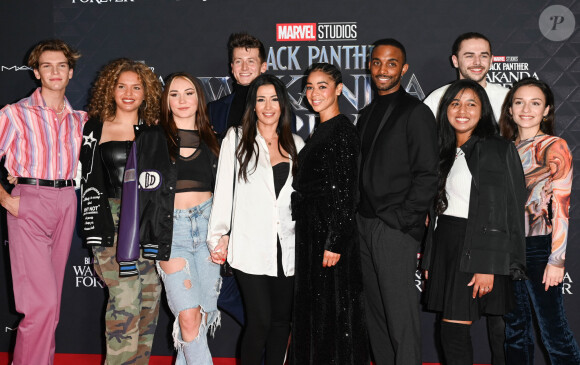 Louis, Léa, Tiana, Stanislas, Karima Charni (Saison 4 de Star Academy), Aurélie Konaté (Saison 2 de Star Academy) Chris, Anisha, Julien, Enola, de la Star Academy 2022 - Les élèves de la Star Academy 2022 sont de sortie pour assister à la première du film "Black Panther: Wakanda Forever" au Grand Rex à Paris le 7 novembre 2022. © Coadic Guirec/Bestimage