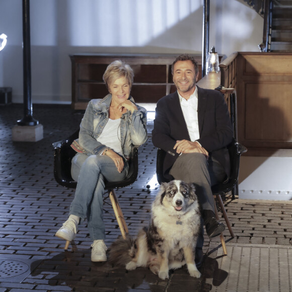 Elle est venue avec un invité surprise de taille : Kiss, son chien. Il s'agit d'un très beau Border Collie qui l'accompagne partout.
Exclusif - Véronique Jannot, Bernard Montiel lors de l'enregistrement de l'émission "Animaux Stars", présentée par B.Montiel et diffusée le 4 novembre sur la chaine Animaux TV © Jack Tribeca / Bestimage