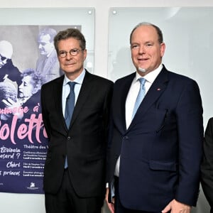 Le prince Albert II de Monaco, la princesse Caroline de Hanovre et sa fille Charlotte Casiraghi ont assisté à la conférence d'Antoine Compagnon de l'Académie française, "Colette : écrivain par hasard" au Théâtre des Variétés à Monaco dans le cadre du cent-cinquantenaire de la naissance de Colette. © Bruno Bebert / Bestimage