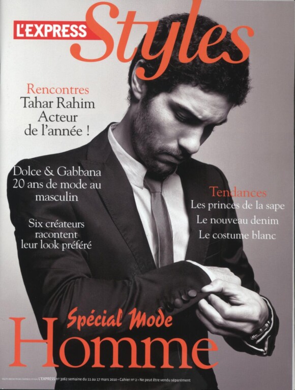 Tahar Rahim en couverture de L'Express Styles