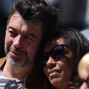 Stéphane Plaza et Karine Le Marchand - Célébrités dans les tribunes des internationaux de France de tennis de Roland Garros à Paris, France, le 8 juin 2019. © JB Autissier / Panoramic /Bestimage 