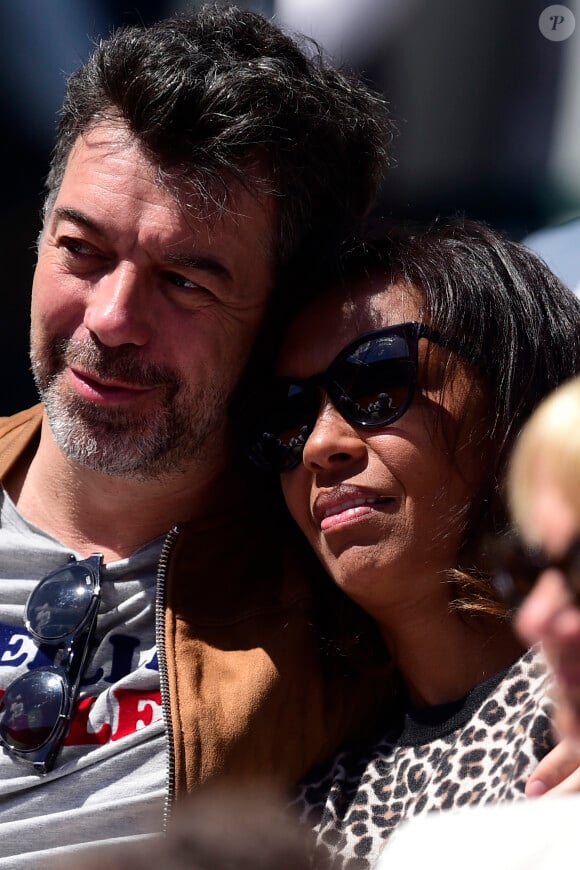 Stéphane Plaza et Karine Le Marchand - Célébrités dans les tribunes des internationaux de France de tennis de Roland Garros à Paris, France, le 8 juin 2019. © JB Autissier / Panoramic /Bestimage 