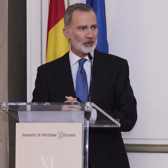 En effet, la reine Letizia se serait montrée infidèle envers le roi Felipe.
Le roi Felipe VI d'Espagne lors de la soirée de remise du Prix de journalisme "Francisco Cerecedo" au Westin Palace Hotel à Madrid le 27 novembre 2023.