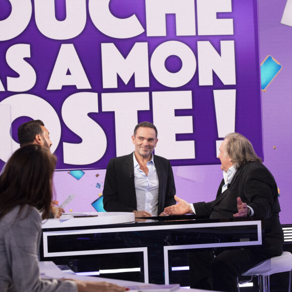 Exclusif - Cyril Hanouna, Yann Moix et Gérard Depardieu - Première émission TPMP (Touche Pas à Mon Poste!) de la saison pour Cyril Hanouna et son équipe de chroniqueurs, avec beaucoup de nouveautés, un nouveau plateau, nouveau décor, des nouveaux arrivants, ainsi que la présence rare et exclusive de G.Depardieu à Paris le 31août 2020. © Jack tribeca / Bestimage