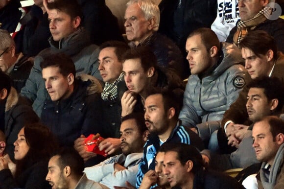 Michael Ducruet, à gauche, et son frère Louis, fils de la Princesse Stéphanie sont au stade Louis II pour le match Monaco / Marseille où le Prince Albert II de Monaco a assisté au début du match et à la célébration des 90 ans du Club en compagnie de la plupart des anciens joueurs tels que, Lilian Thuram, Marco Simone, Emmanuel Amoros et bien d'autres. Il à ensuite quitté le stade pour rejoindre son épouse la Princesse Charlene et leurs enfants Gabriella et Jaçques à la maternité le 14 décembre 2014. 