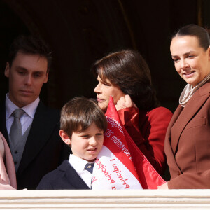 Louis Ducruet et sa femme Marie, Raphaël Elmaleh, La princesse Stéphanie de Monaco, Pauline Ducruet lors de la Fête Nationale de la principauté de Monaco, le 19 novembre 2022. © Claudia Albuquerque/Bestimage 