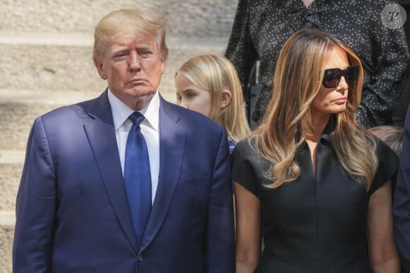 Donald Trump et sa femme Melania Trump - Obsèques de Ivana Trump en l'église St Vincent Ferrer à New York. Le 20 juillet 2022